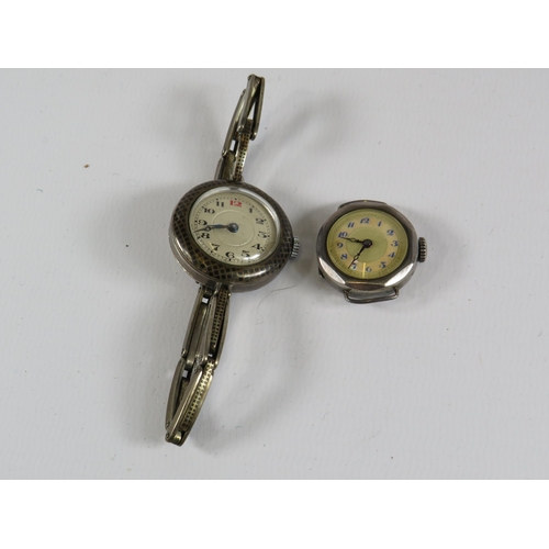 245 - 925 Sterling silver and 800 silver Mechanical 17 jewel ladies wristwatches, one in working condition... 