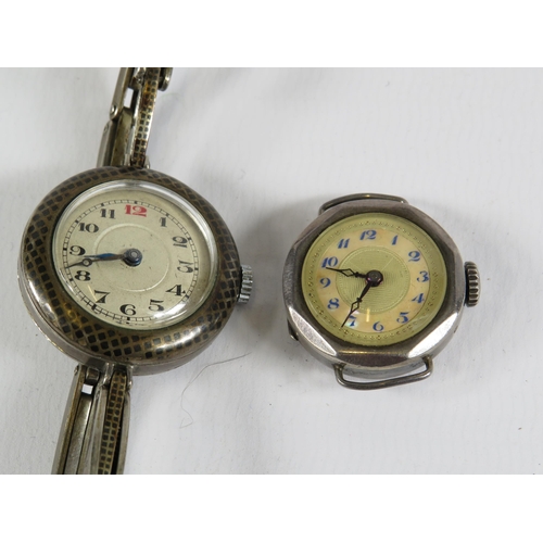 245 - 925 Sterling silver and 800 silver Mechanical 17 jewel ladies wristwatches, one in working condition... 