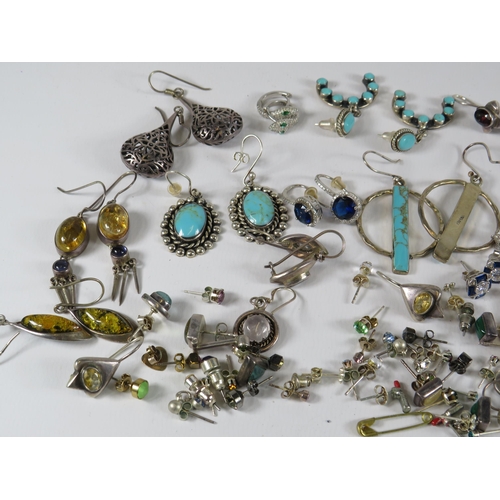 249 - Large selection of Sterling silver earrings.