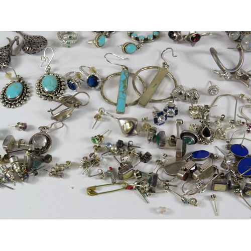 249 - Large selection of Sterling silver earrings.