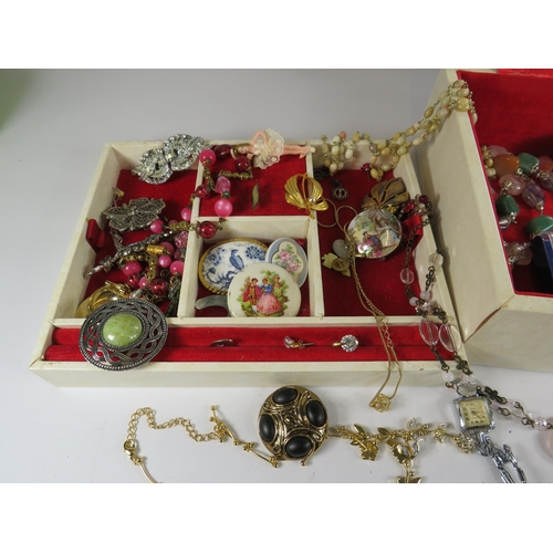 272 - Jewellery box and costume jewellery contents.