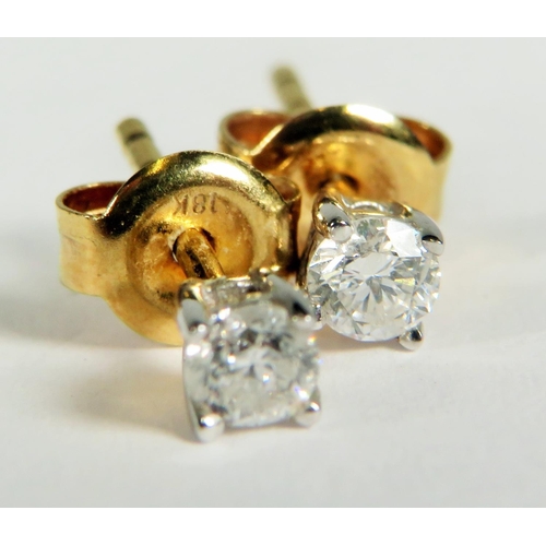 237 - Pair of 9ct Yellow Gold ear studs set with faux Diamond Moissanites, butterfly fasteners