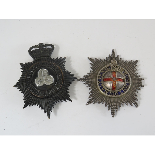 297 - Large Coldstream Guards badge and a Large Lincolnshire Police badge approx 10cm diameter.