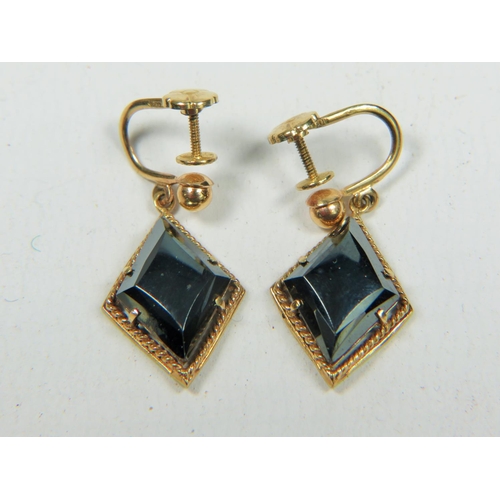 307 - Pair of 9ct Yellow Gold lozenge shaped earrings with screwback fixings. 4.5g