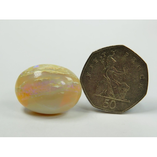 313 - 31ct Cut and Polished Australian Opal. Lots of Blue fire within the gemstone. 31mm lomg   6.2g    Se... 