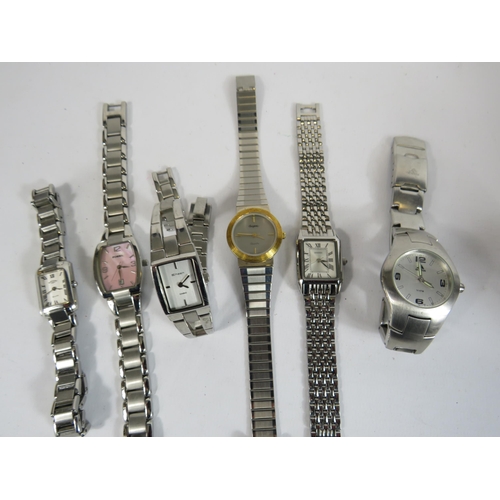 334 - 6 Ladies quartz wristwatches in working order. Rotary, Fossil etc. 112065