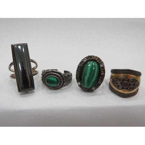 246 - 4 Large 925 silver statement rings and 4 costume jewellery rings.