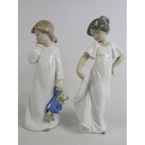 21 - 2 Nao figurine of girls model numbers 1110 & 1108. The tallest measures approx 9