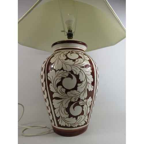 45 - Very Large Italian pottery table lamp which stands 21