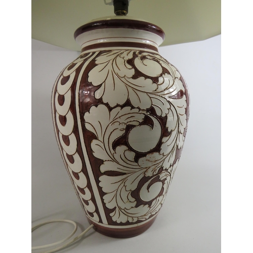 45 - Very Large Italian pottery table lamp which stands 21