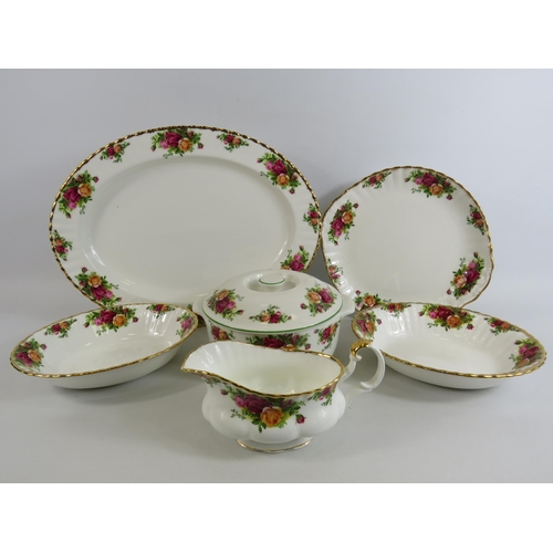 64 - Royal Albert Old country roses Dinnerware Tureen, gravy boat, meat plate etc.