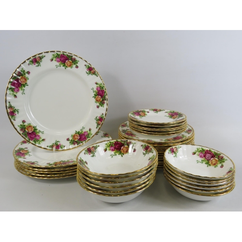 66 - Royal Albert old country roses dinnerware , plates and bowls. 36 items in total.