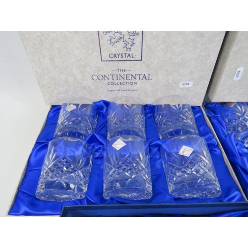 100 - 2 x 6 Edinburgh crystal Continental collection glasses plus a bohemian glass set all boxed.