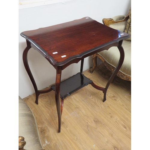 706 - Antique Mahogany table with cabriole legs and shelf under. H:27 x W:23 x D:17 inches. See photos