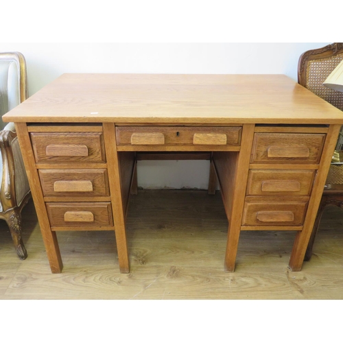 713 - Early 20th Century Solid Oak desk along with a bergere seated chair of similar construction and mate... 