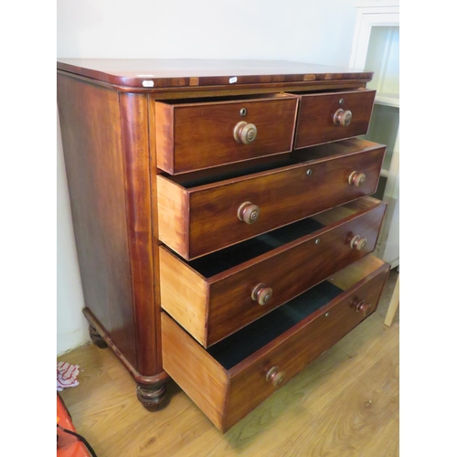 730 - Victorian Mahogany three drawer chest with two over. Classic design. Bun handles and feet. Heavy Oak... 