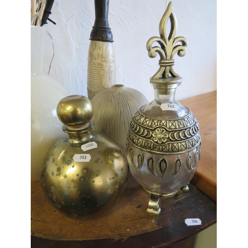 743 - Decorative selection of vases and large scent bottles. See photos.