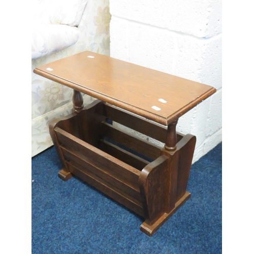 749 - Mid 20th Century darkwood low table/ Magazine rack.   18 inches tall. See photo