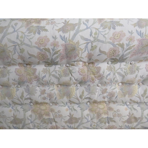 754 - parker Knoll Three seat settee upholstered in a floral and leaf pattern. Very clean condition. See p... 