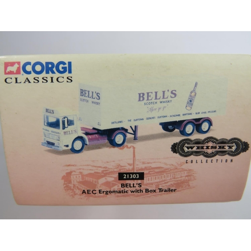 139 - Corgi Classics Collection. AEC Ergomatic with box trailer in the Bells Livery.  Boxed and unused con... 