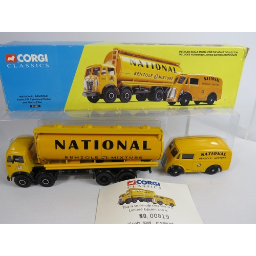 144 - Three Corgi Classic Commercial Vehicles. Scammell Highwayman, AEC Box trailer set, Foden FJ Cylindri... 