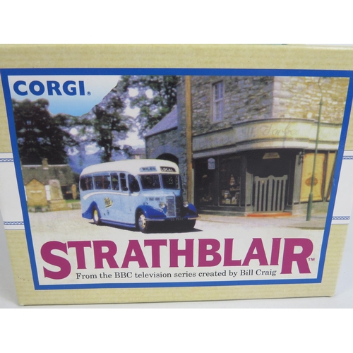 147 - Two Corgi Classic Commercials.  Thorneycroft Bus, plus a Bedford OB Coach and Morris Van BBC Gift Se... 