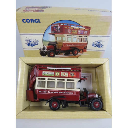 147 - Two Corgi Classic Commercials.  Thorneycroft Bus, plus a Bedford OB Coach and Morris Van BBC Gift Se... 