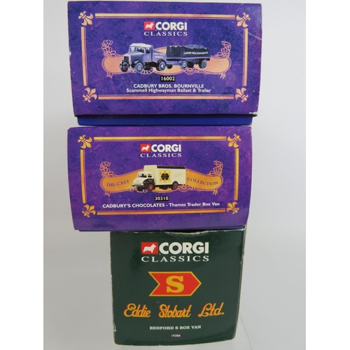 150 - Two Corgi Classics in the Cadburys Livery, Thames Trader Box Van plus a Scammell Highwayman together... 