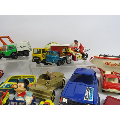 165 - Large selection of vintage playworn diecast vehicles including Matchbox, Ertl, Burago, Tonka etc.