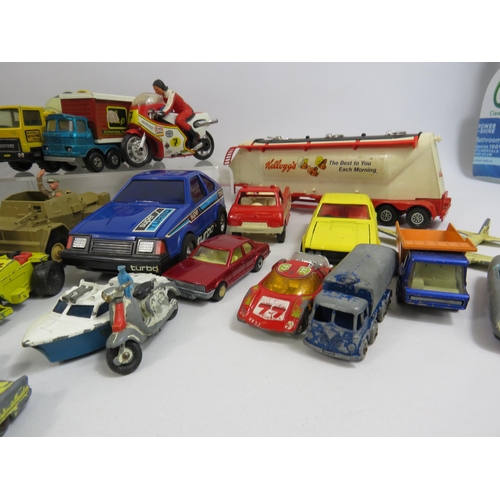 165 - Large selection of vintage playworn diecast vehicles including Matchbox, Ertl, Burago, Tonka etc.