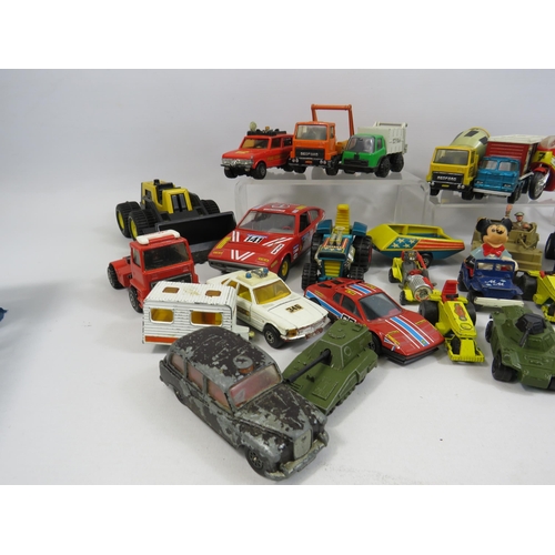 165 - Large selection of vintage playworn diecast vehicles including Matchbox, Ertl, Burago, Tonka etc.