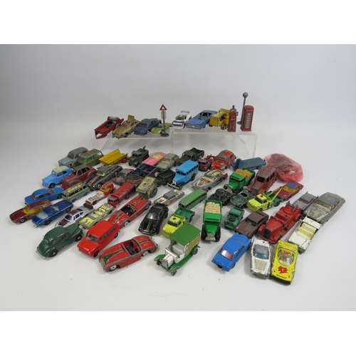 174 - Large selection of Vintage Matchbox, Corgi, Lesney and Dinky playworn diecast vehicles.