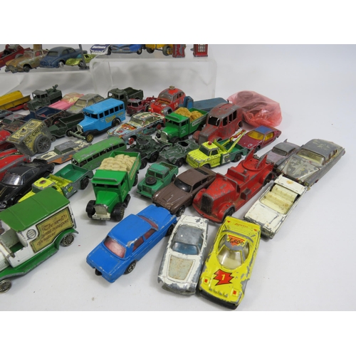 174 - Large selection of Vintage Matchbox, Corgi, Lesney and Dinky playworn diecast vehicles.