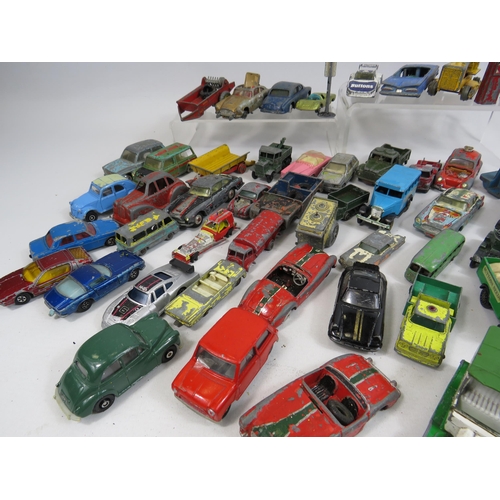 174 - Large selection of Vintage Matchbox, Corgi, Lesney and Dinky playworn diecast vehicles.