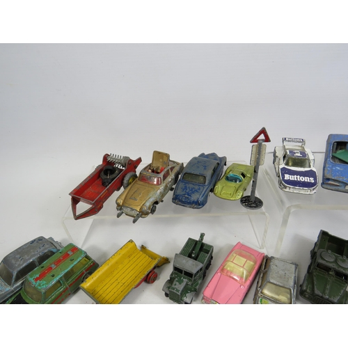 174 - Large selection of Vintage Matchbox, Corgi, Lesney and Dinky playworn diecast vehicles.