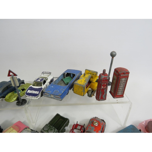 174 - Large selection of Vintage Matchbox, Corgi, Lesney and Dinky playworn diecast vehicles.