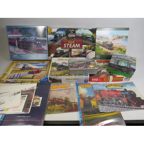 180 - Train related jigsaw puzzles and catalogues.