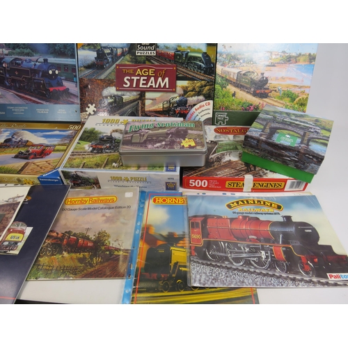 180 - Train related jigsaw puzzles and catalogues.