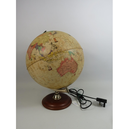 191 - Light up world globe lamp on a wooden base. 16