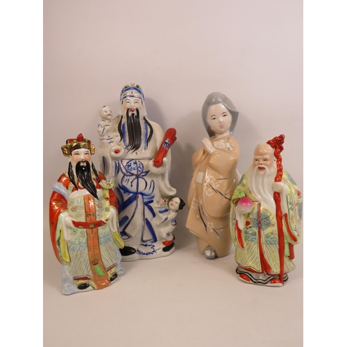 193 - 4 Chinese figurines the tallest is approx 13