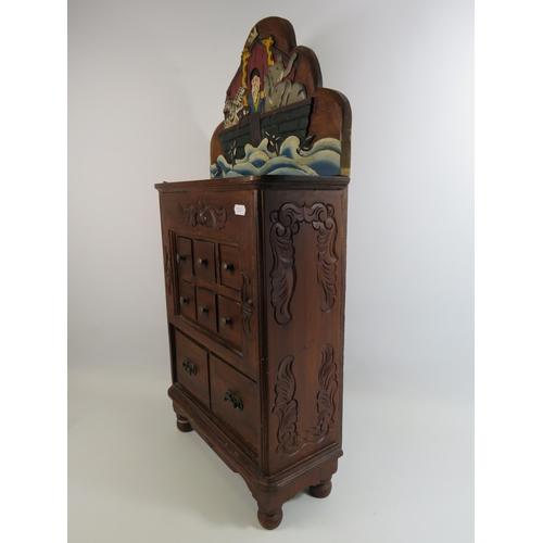 250 - Table top multi drawer cabinet with Noahs Arc decoration. 29