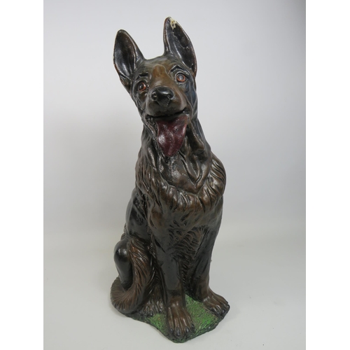 263 - Heavy painted concrete Alsation dog garden figure. 18.5