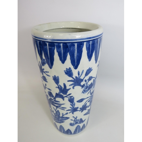 270 - Blue and white ceramic stick stand. 17.5