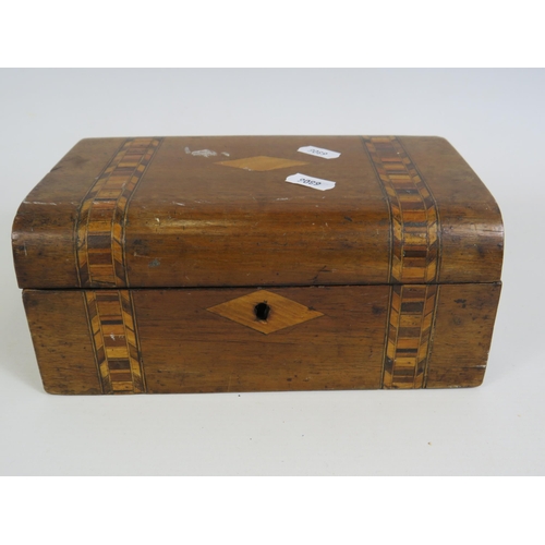 276 - Vintage wooden box and costume jewellery contents including some 925 silver.