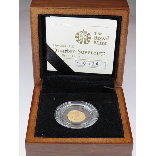 521 - 2009 Royal Mint limited edition 624/10,000. quarter Sovereign in proof condition with presentation b... 