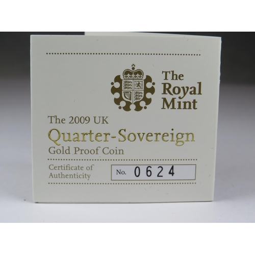 521 - 2009 Royal Mint limited edition 624/10,000. quarter Sovereign in proof condition with presentation b... 