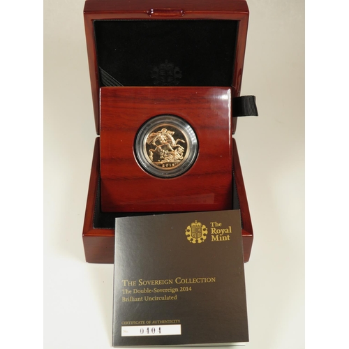 522 - Ltd Edition  404/1,300     2014 Royal Mint Double Sovereign in Brilliant Uncirculated Proof conditio... 