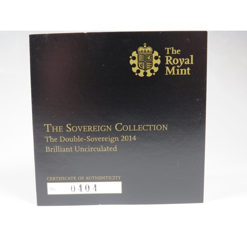 522 - Ltd Edition  404/1,300     2014 Royal Mint Double Sovereign in Brilliant Uncirculated Proof conditio... 