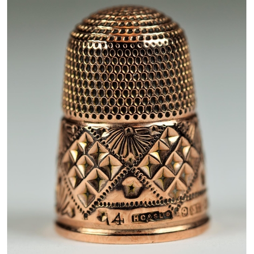 526 - antique 9ct Yellow Gold thimble. Hallmarked for Birmingham 1902. Henry Cook & Sons.  Amazing conditi... 