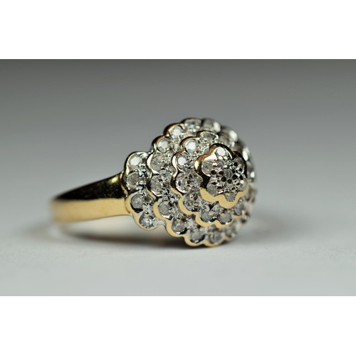 533 - 9ct Gold Multi Diamond set cluster ring. Finger size 'R-5'  3.9g. Approx 0.50pts of Diamonds. See ph... 